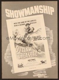 5j728 OUTLAW TREASURE ad mat '55 sexy blonde hellcat Adele Jergens in western adventure!