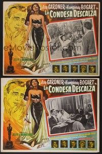 5j029 BAREFOOT CONTESSA 6 Mexican LCs '54 different border art of Humphrey Bogart & Ava Gardner!