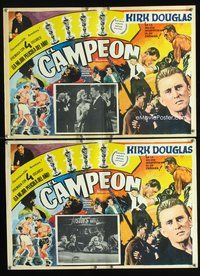 5j038 CHAMPION 2 Mexican LCs R50s Kirk Douglas, two great images from boxing classic!