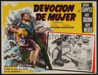 5j061 JEOPARDY Mexican LC '53 cool different border art of Barbara Stanwyck & Barry Sullivan!