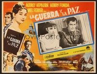 5j117 WAR & PEACE Mexican LC '60 great close-up of Audrey Hepburn, Henry Fonda, Leo Tolstoy epic!