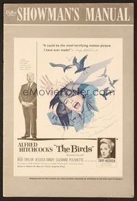 5j203 BIRDS signed pressbook '63 by Tippi Hedren, Alfred Hitchcock directed classic!