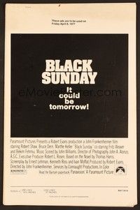5j211 BLACK SUNDAY pressbook '77 Frankenheimer, Goodyear Blimp zeppelin disaster at the Super Bowl