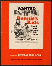 5j223 BONNIE'S KIDS pressbook '73 bad girls with guns, thank God she only had two!