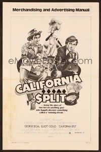 5j250 CALIFORNIA SPLIT pressbook '74 Altman, George Segal & Elliott Gould as pro poker players!