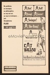 5j255 CAT BALLOU pressbook '65 classic sexy cowgirl Jane Fonda, Lee Marvin, great artwork!