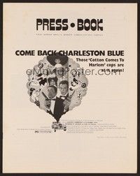 5j283 COME BACK CHARLESTON BLUE pressbook '72 Godfrey Cambridge, cool blaxploitation art!