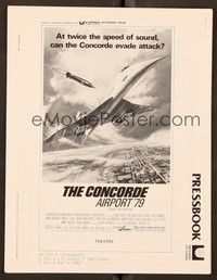 5j285 CONCORDE: AIRPORT '79 pressbook '79 cool art of the fastest airplane attacked by missile!