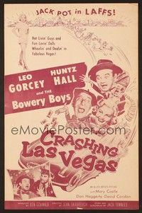 5j295 CRASHING LAS VEGAS pressbook '56 Huntz Hall & the Bowery Boys gambling w/sexy Mary Castle!