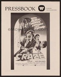 5j296 CRAZE pressbook '73 crazy Jack Palance w/axe, Trevor Howard, Diana Dors, black magic!