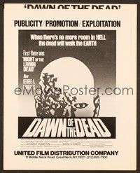 5j309 DAWN OF THE DEAD pressbook '79 George Romero, there's no more room in HELL for the dead!