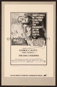 5j310 DAY OF THE DOLPHIN pressbook '73 art of George C. Scott, Mike Nichols!