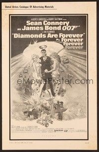 5j327 DIAMONDS ARE FOREVER pressbook '71 art of Sean Connery as James Bond by Robert McGinnis!