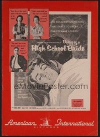 5j328 DIARY OF A HIGH SCHOOL BRIDE pressbook '59 AIP bad girl, it's not true what they say!