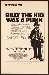 5j331 DIRTY LITTLE BILLY pressbook '72 cool art of Michael J. Pollard as Billy the Kid!