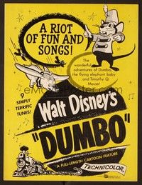 5j350 DUMBO pressbook R60s Walt Disney circus elephant classic, a riot of fun and songs!