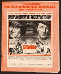 5j357 EL DORADO pressbook '66 John Wayne, Robert Mitchum, Hawks, the big one with the big two!