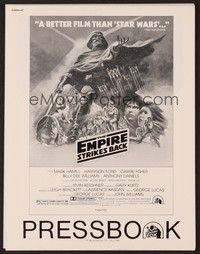 5j363 EMPIRE STRIKES BACK pressbook '80 George Lucas sci-fi classic, cool artwork!