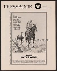 5j372 FACE TO THE WIND pressbook '72 art of Cliff Potts on horse with Native American girl!