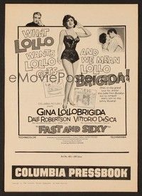 5j377 FAST & SEXY pressbook '60 de Sica, what sexy Gina Lollobrigida wants, she gets!