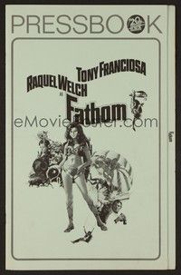5j380 FATHOM pressbook '67 art of sexy Raquel Welch in parachute harness & action scenes!