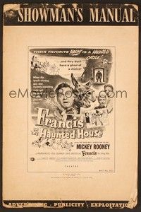 5j410 FRANCIS IN THE HAUNTED HOUSE pressbook '56 art of Mickey Rooney w/Francis the talking mule!
