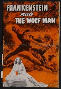 5j412 FRANKENSTEIN MEETS THE WOLF MAN pressbook R49 Bela Lugosi, Ilona Massey & Lon Chaney Jr.!