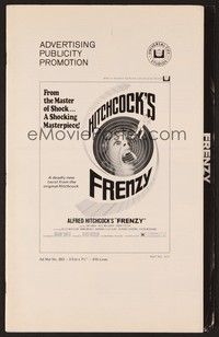 5j416 FRENZY pressbook '72 written by Anthony Shaffer, Alfred Hitchcock's shocking masterpiece!