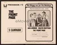 5j422 FRONT PAGE S-campaign pressbook '75 art of Jack Lemmon & Walter Matthau, Billy Wilder!