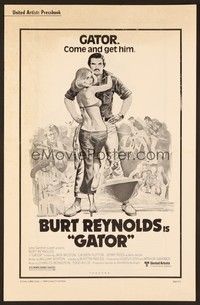 5j434 GATOR pressbook '76 Burt Reynolds & Lauren Hutton by McGinnis, White Lightning sequel!