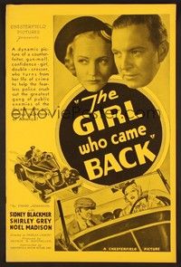 5j442 GIRL WHO CAME BACK pressbook '35 Sidney Blackmer, Shirley Grey!