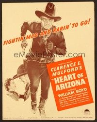 5j486 HEART OF ARIZONA pressbook '38 great artwork of William Boyd as Hopalong Cassidy!