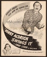 5j492 HENRY ALDRICH SWINGS IT pressbook '43 Jimmy Lydon in the title role, cool band images!
