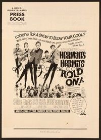 5j502 HOLD ON pressbook '66 rock & roll, great full-length image of Herman's Hermits performing!