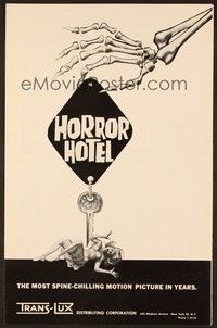 5j507 HORROR HOTEL pressbook '60 English horror, cool artwork!