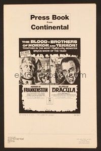 5j508 HORROR OF FRANKENSTEIN/SCARS OF DRACULA pressbook '71 brothers of horror & terror!
