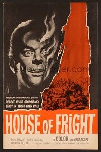 5j942 TWO FACES OF DR. JEKYLL pressbook '61 House of Fright, burning face art by Reynold Brown!