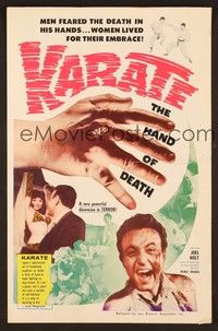 5j556 KARATE THE HAND OF DEATH pressbook '61 wacky kung fu images, men feared his hands!