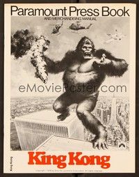 5j561 KING KONG pressbook '76 John Berkey art of BIG Ape on the Twin Towers!
