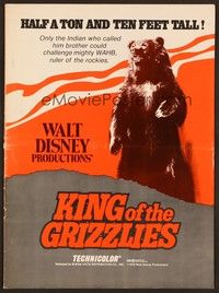 5j562 KING OF THE GRIZZLIES pressbook '70 Walt Disney, half a ton of giant fury!