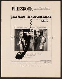 5j563 KLUTE pressbook '71 Donald Sutherland helps intended murder victim & call girl Jane Fonda!