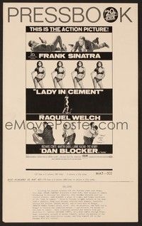 5j570 LADY IN CEMENT pressbook '68 Frank Sinatra with a .45 & sexy Raquel Welch with a 37-22-35!