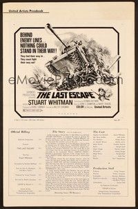 5j575 LAST ESCAPE pressbook '70 Stuart Whitman, awesome Thurston art of tank running over car!