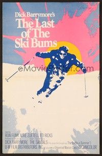 5j578 LAST OF THE SKI BUMS pressbook '69 great image of man skiing down mountain on fresh powder!