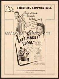 5j590 LET'S MAKE IT LEGAL pressbook '51Claudette Colbert & early Marilyn Monroe!