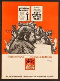 5j592 LION IN WINTER pressbook '68 Katharine Hepburn, Peter O'Toole as Henry II!