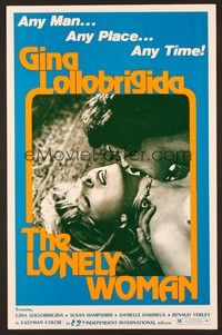 5j606 LONELY WOMAN pressbook '72 Gina Lollobrigida, any man, any place, any time!