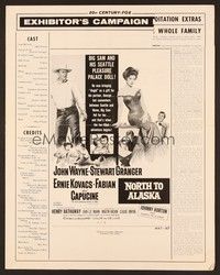 5j699 NORTH TO ALASKA pressbook '60 John Wayne & sexy Capucine in an adventure in the Yukon!