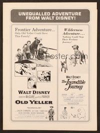 5j710 OLD YELLER/INCREDIBLE JOURNEY pressbook '60s Walt Disney animal adventure double-bill!