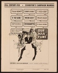 5j724 OUR MAN FLINT pressbook '66 Bob Peak art of James Coburn, sexy James Bond spy spoof!